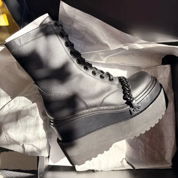 LEATHER PLATFORM BOOTS - Picture 10 of 14